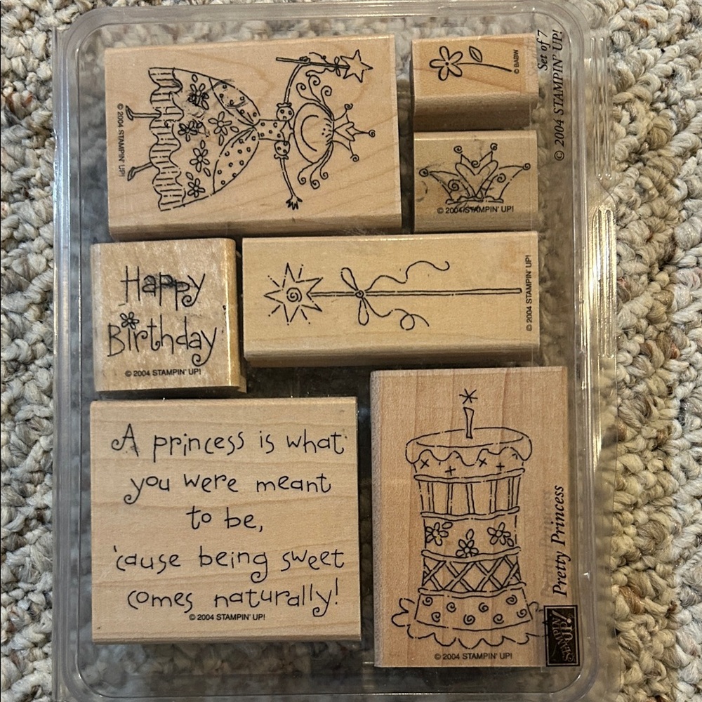 Stampin' Up! Princess Themed Wood Rubber Stamp Set - Pretty PrincessNatural Wood